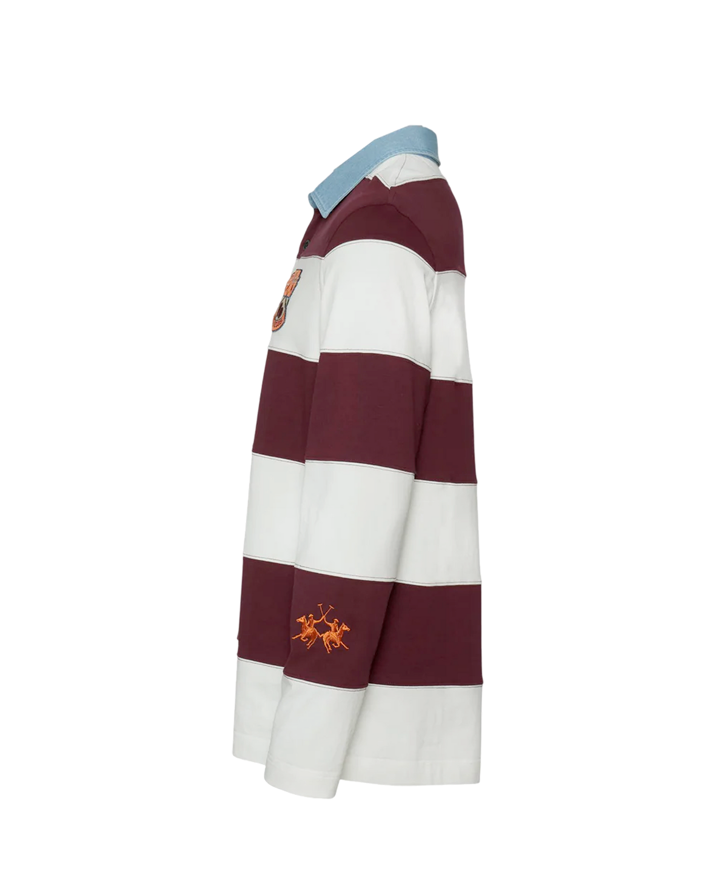 Men’s rugby polo in heavy cotton jersey with maxi stripe - Caleb