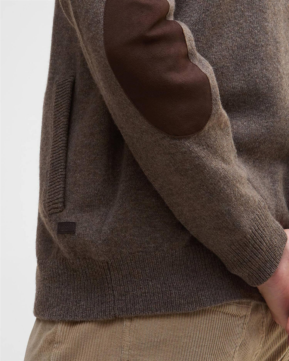 Essential Elbow-Patch Cardigan - Dark Stone