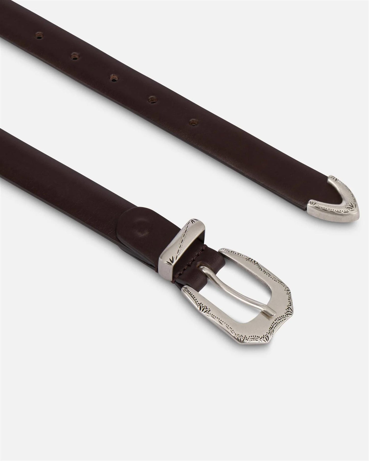 Charles dark brown leather belt