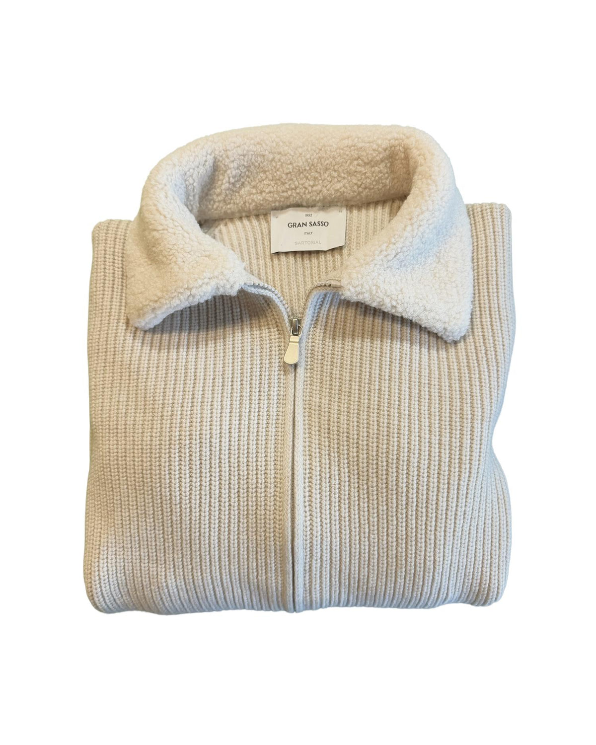 Jacket Zip med Ullkrage - Beige
