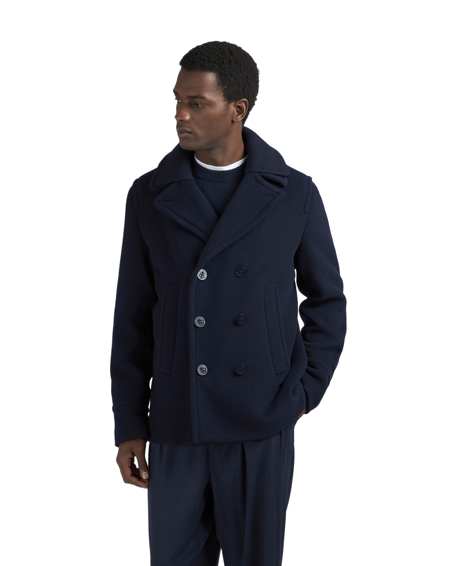 True Peacoat in wool and cashmere