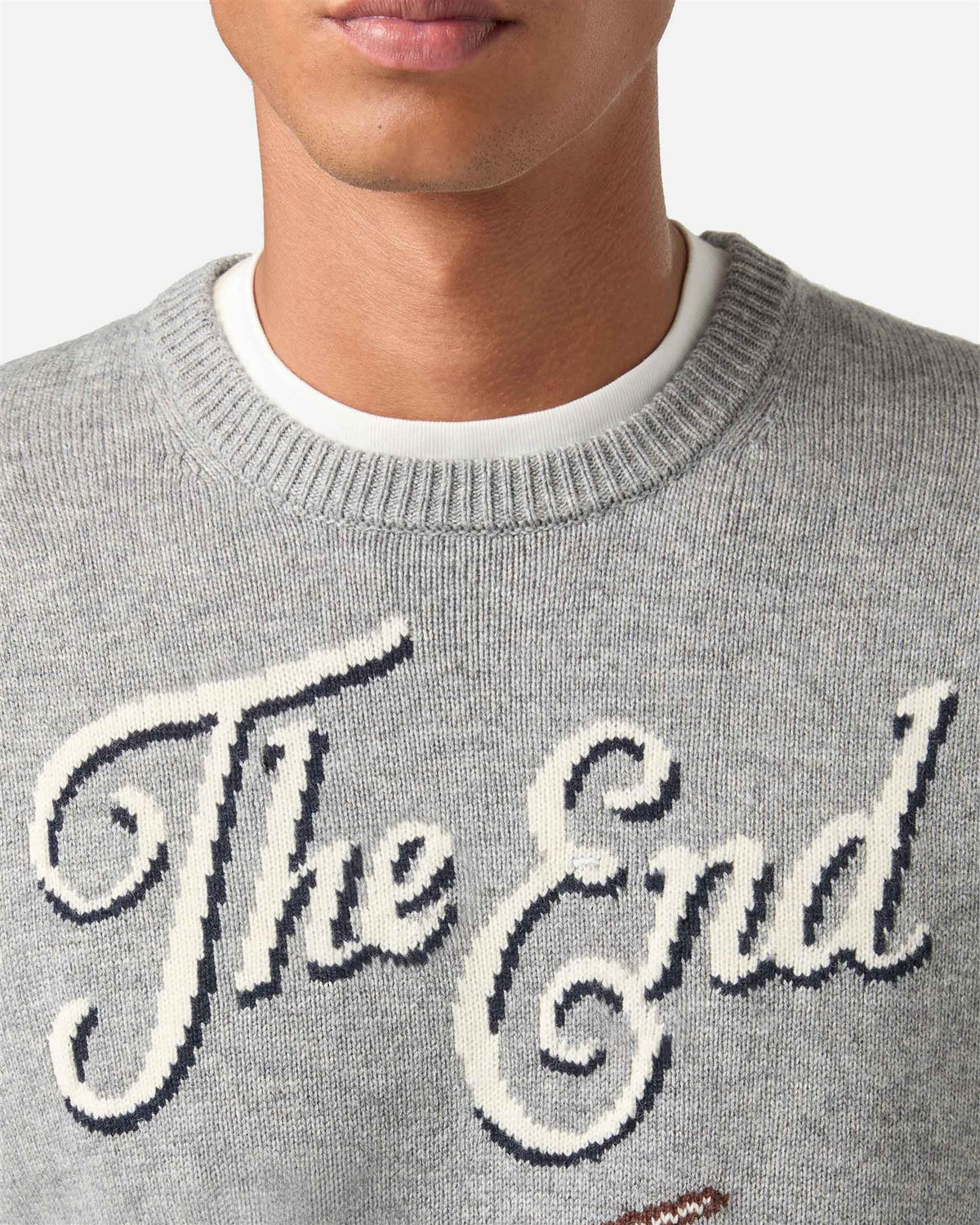 Heron Crewneck Knit The End – Grey Melange