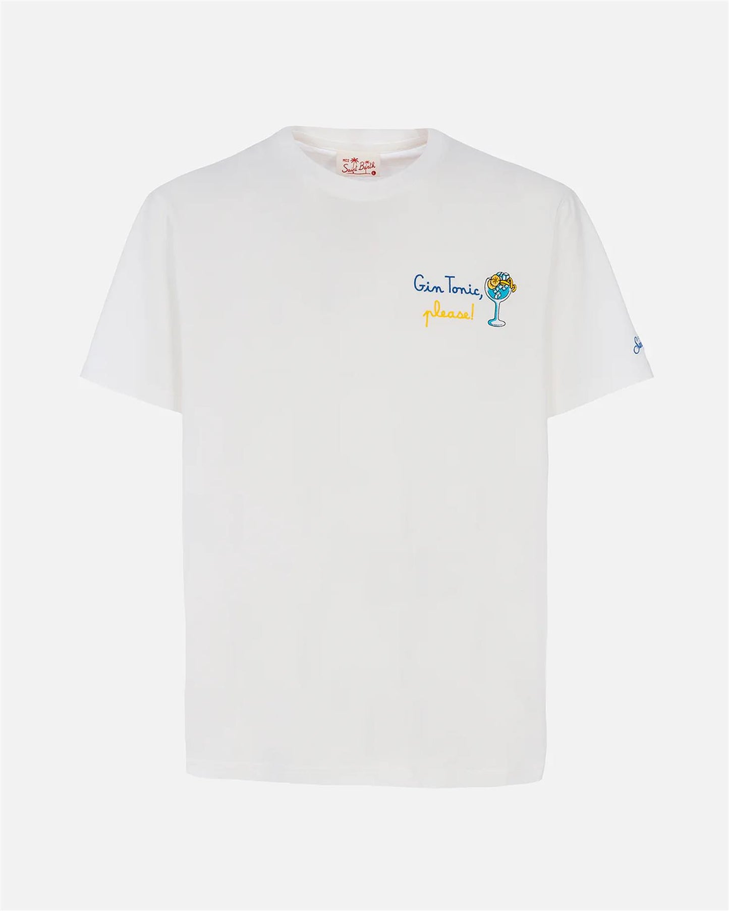 Man cotton t-shirt with Gin Tonic, please! embroidery