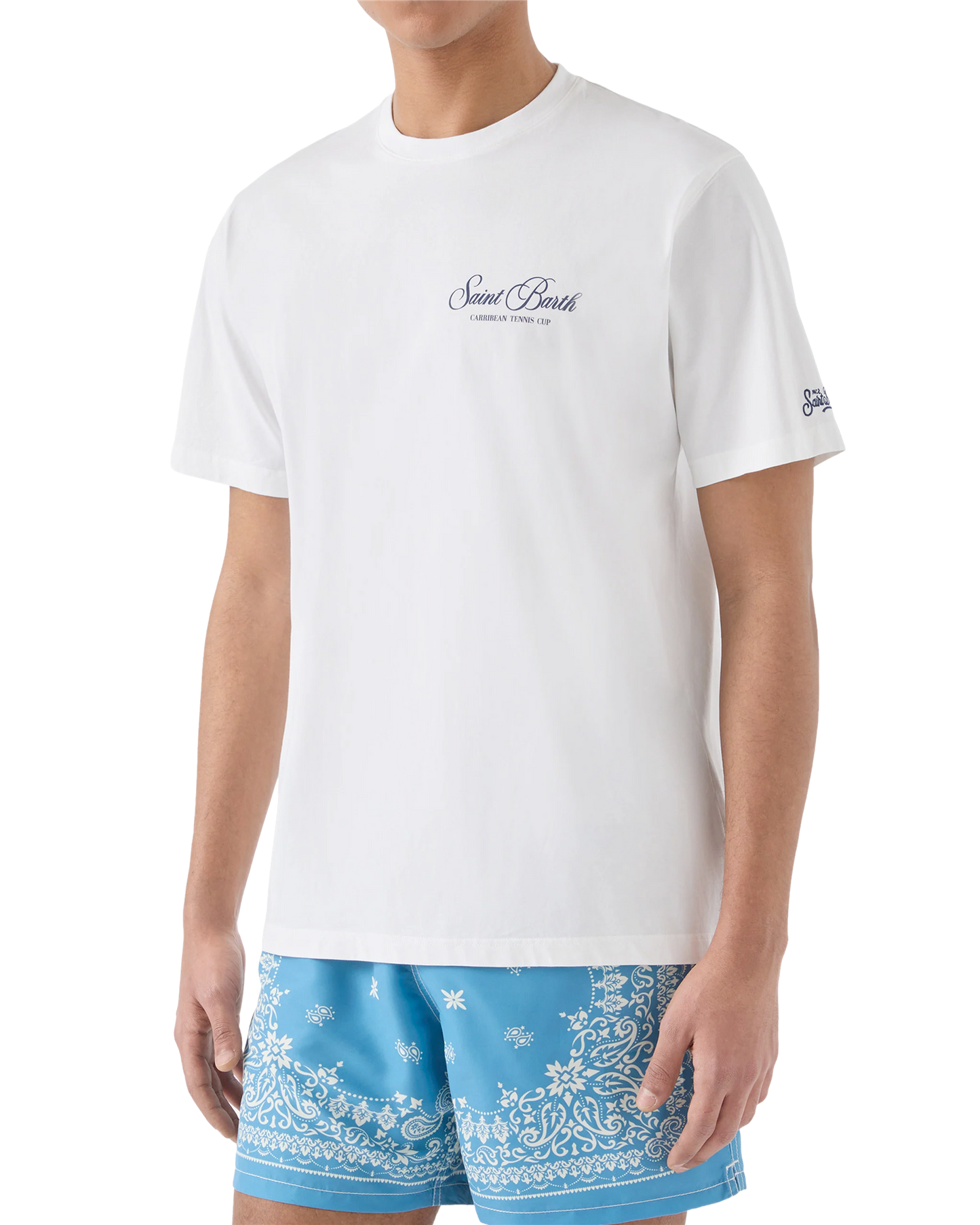 White Portland t-shirt with Caribbean Tennis Cup print