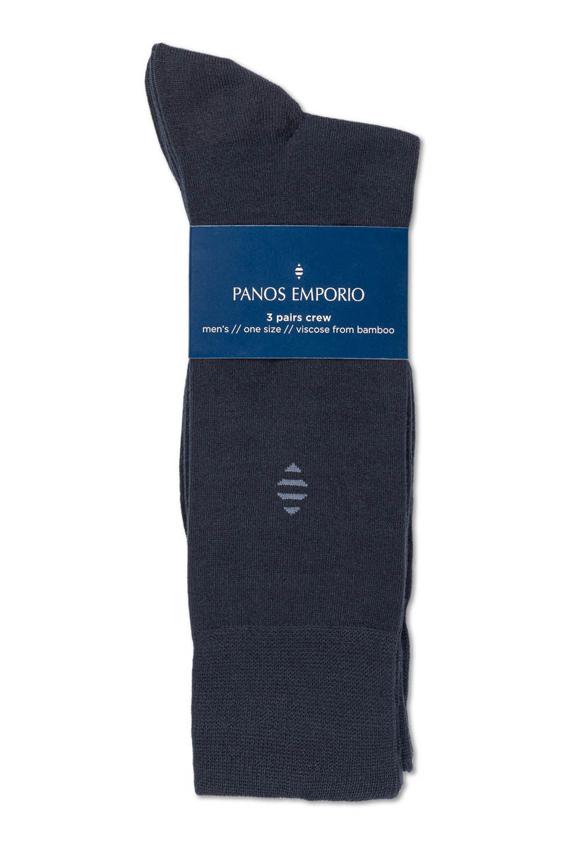 3pk Daniel Bamboo Crew Navy