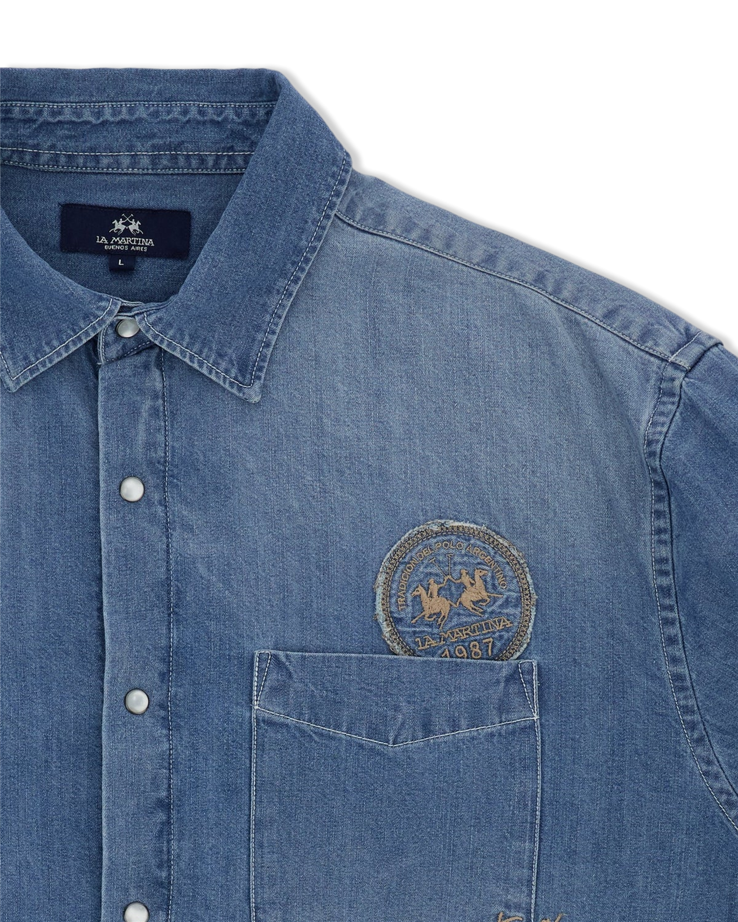 Men’s shirt in bleached denim with faded effect modern fit – Curtis