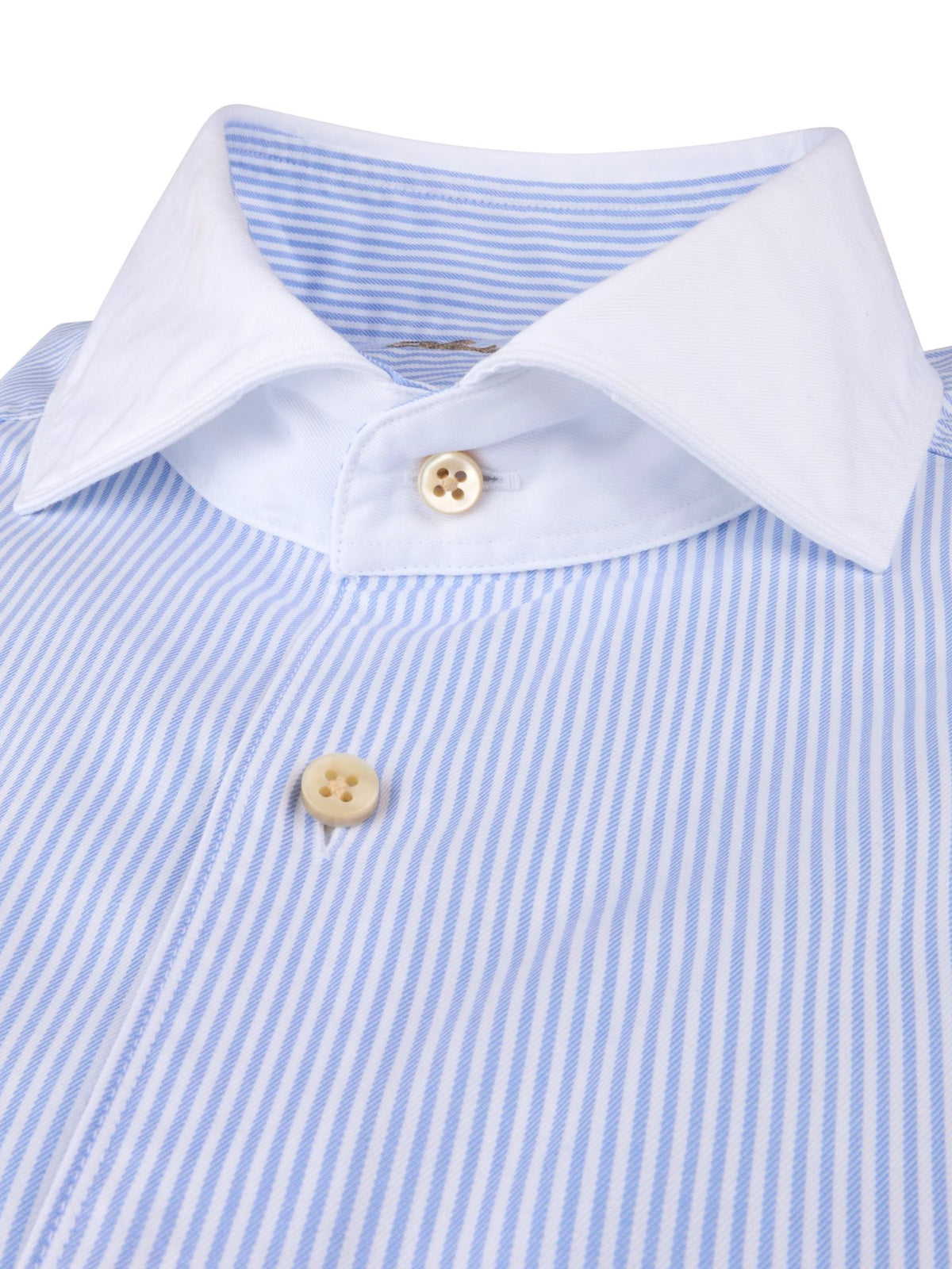Slimline, C28 White Coll & Rc Cuff Casual Light Blue Stripe