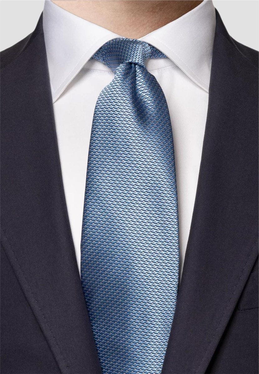 Eton Blue geometric woven silk tie slips - Mandy