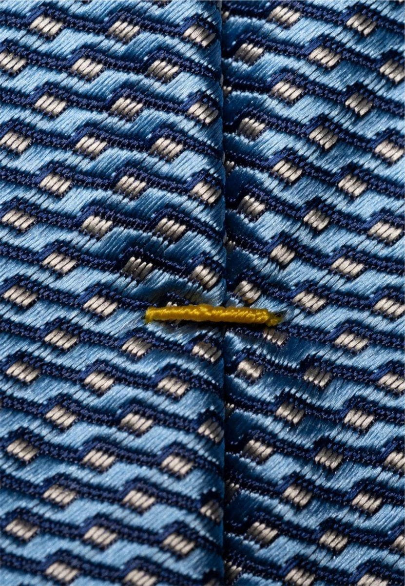 Eton Blue geometric woven silk tie slips - Mandy