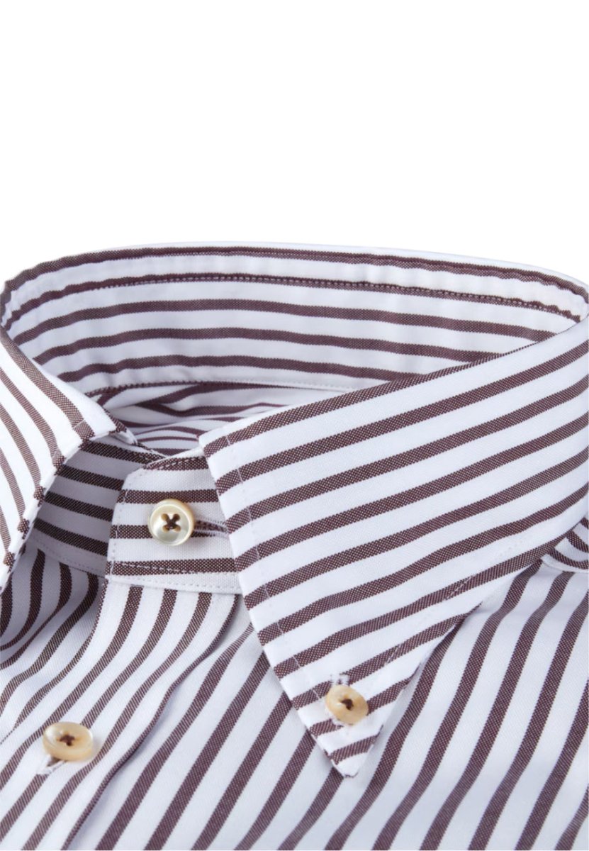 Stenströms Brown Striped Oxford Shirt - Mandy