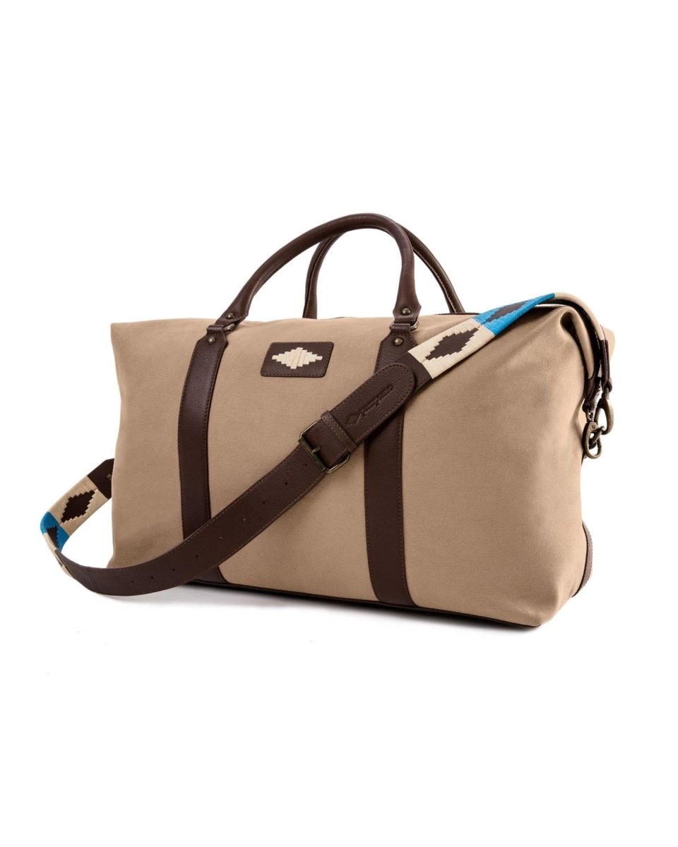 Pampeano Caballero Large Travel Bag - Brown Leather and Sand Canvas - Mandy