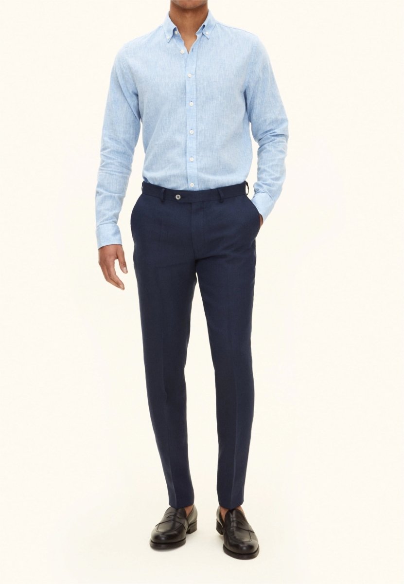 Oscar Jacobson Denz Slim Fit Linen Trousers - Dressbukse - Mandy