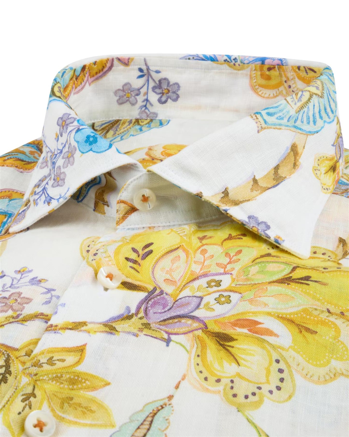White Patterned Linen Shirt