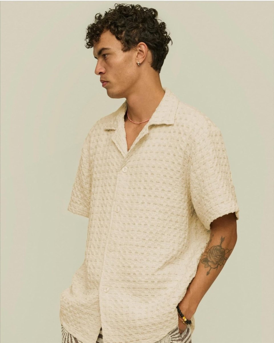 OAS Ecru Cuba Waffle Shirt - Mandy