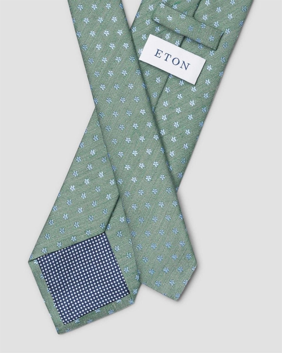 Eton Floral woven silk linen tie - Lysegrønn - Mandy