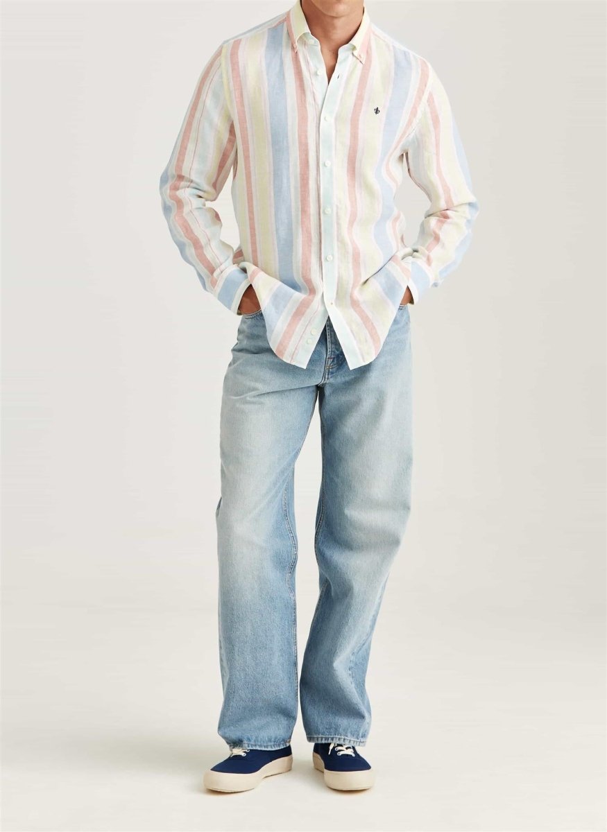 Morris Stockholm Happy Linen Check Shirt - Classic - Mandy