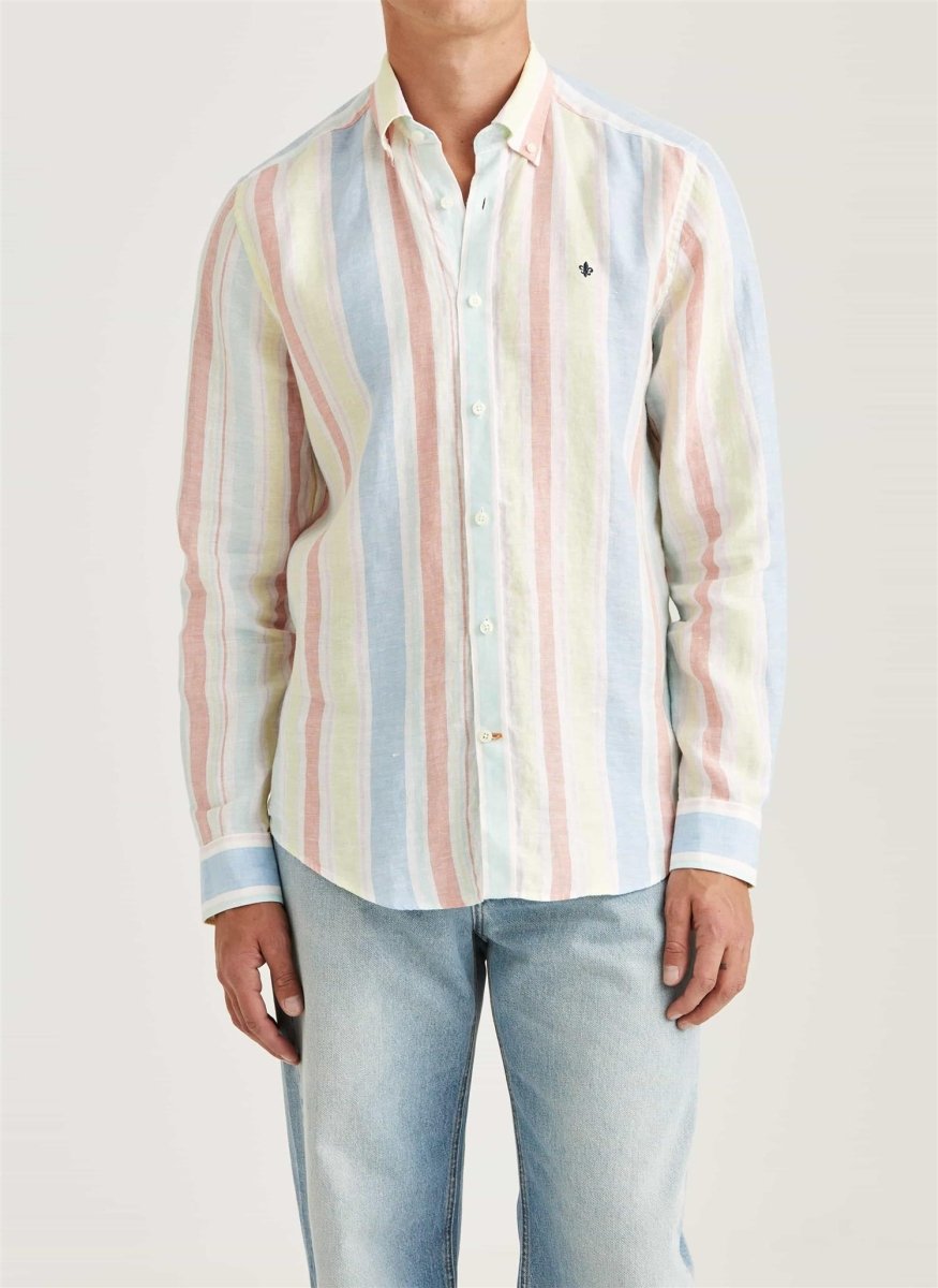 Morris Stockholm Happy Linen Check Shirt - Classic - Mandy