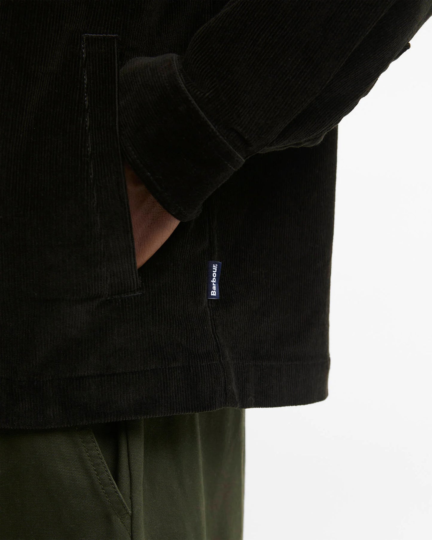Tartan Trimmed Cord Overshirt Olive Oliven
