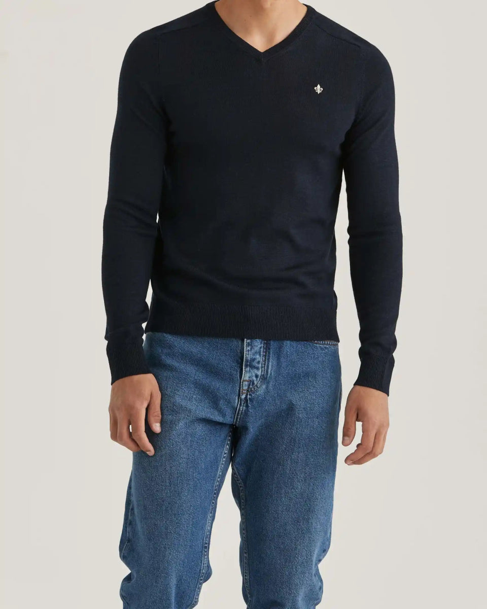 Morris Stockholm Merino Vneck - Mandy