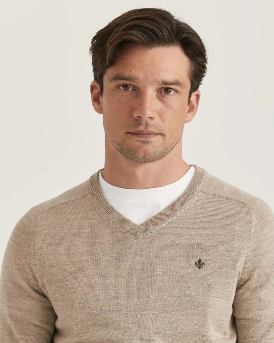 Morris Stockholm Merino Vneck - Mandy