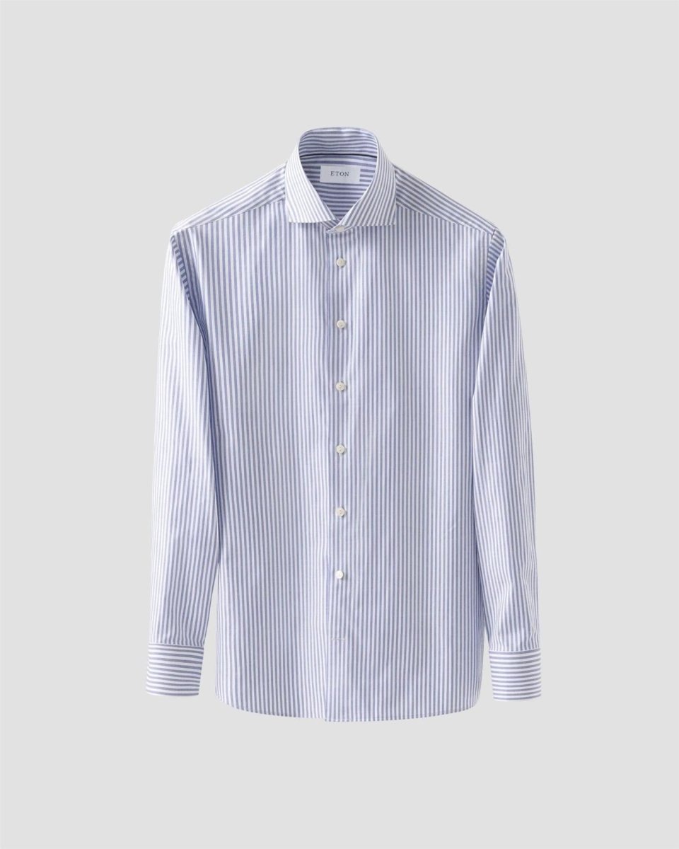 Eton Mid blue Striped Signature Oxford Shirt (Cut Away Single Slim) - Mandy
