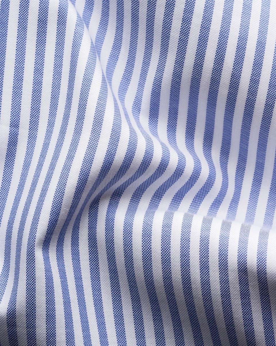 Eton Mid blue Striped Signature Oxford Shirt (Cut Away Single Slim) - Mandy