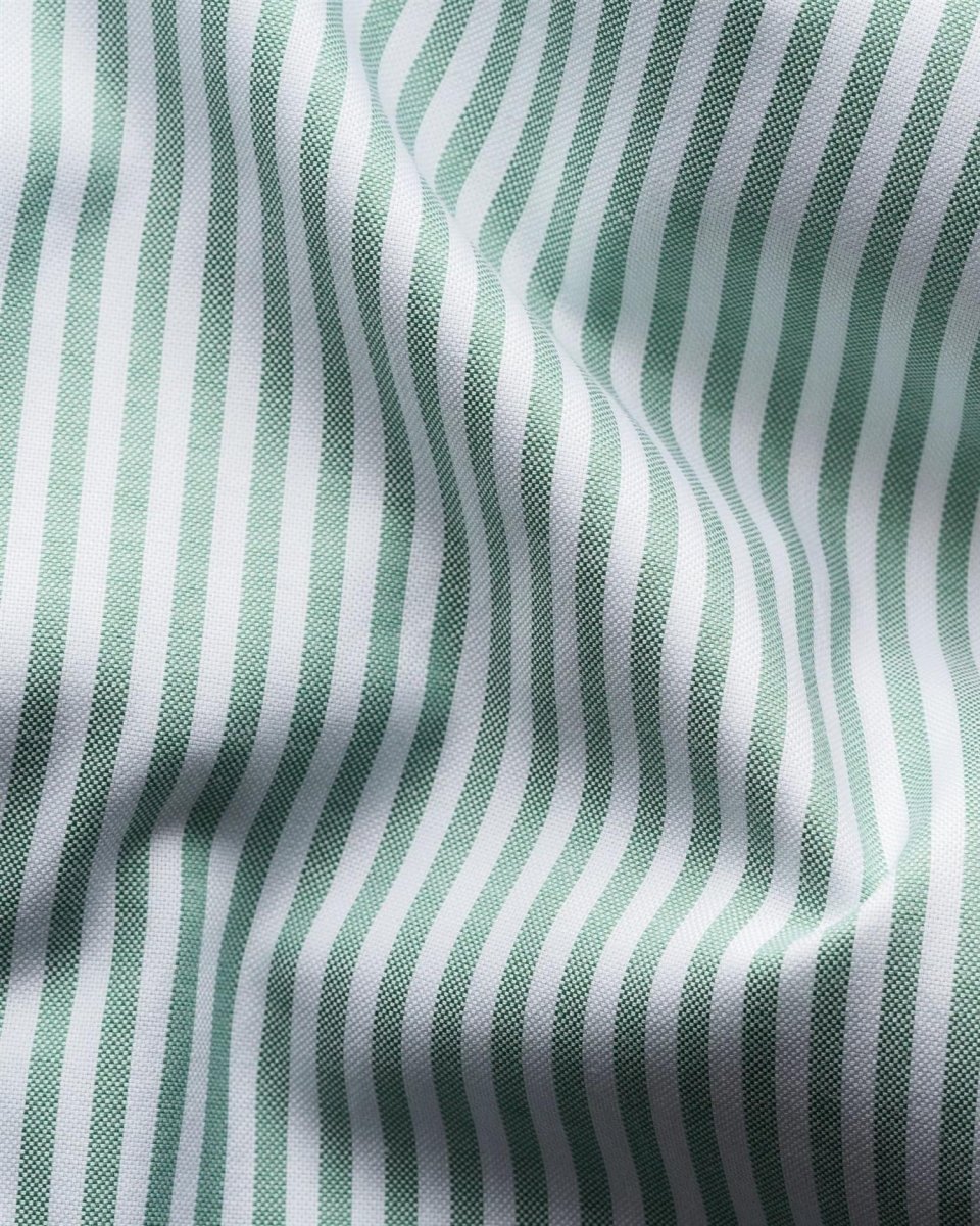 Eton Mid green Striped Signature Oxford Shirt (Cut Away Single Slim) - Mandy