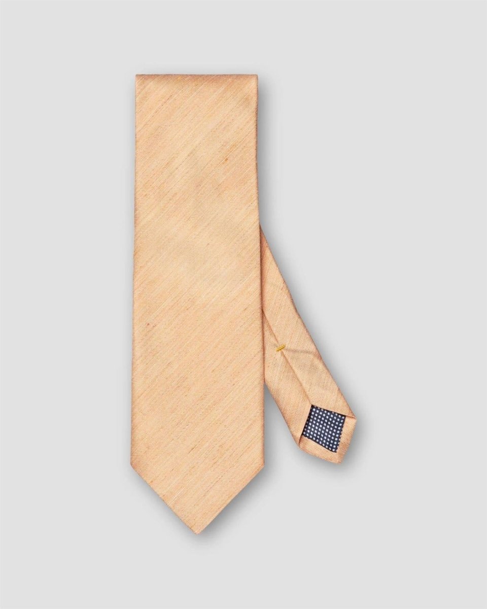 Eton Orange Solid Silk Linen Tie - Mandy