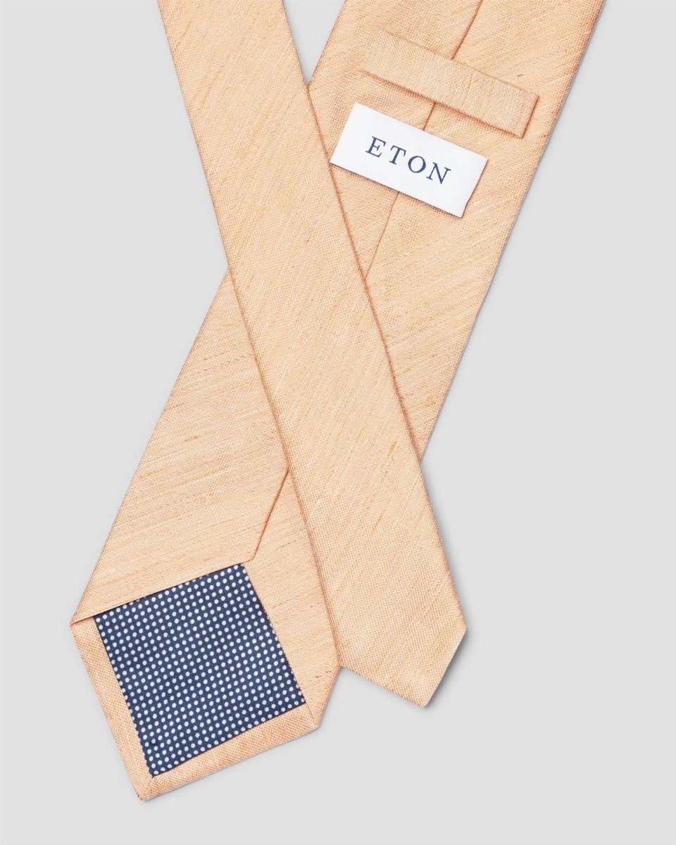 Eton Orange Solid Silk Linen Tie - Mandy