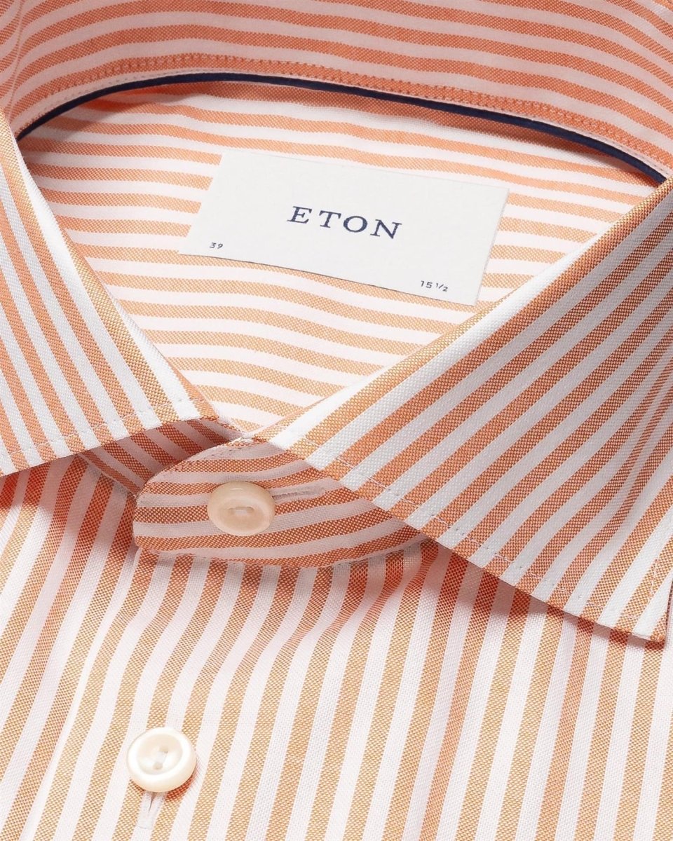 Eton Orange Striped Signature Oxford Shirt (Cut Away Single Contemporary) - Mandy