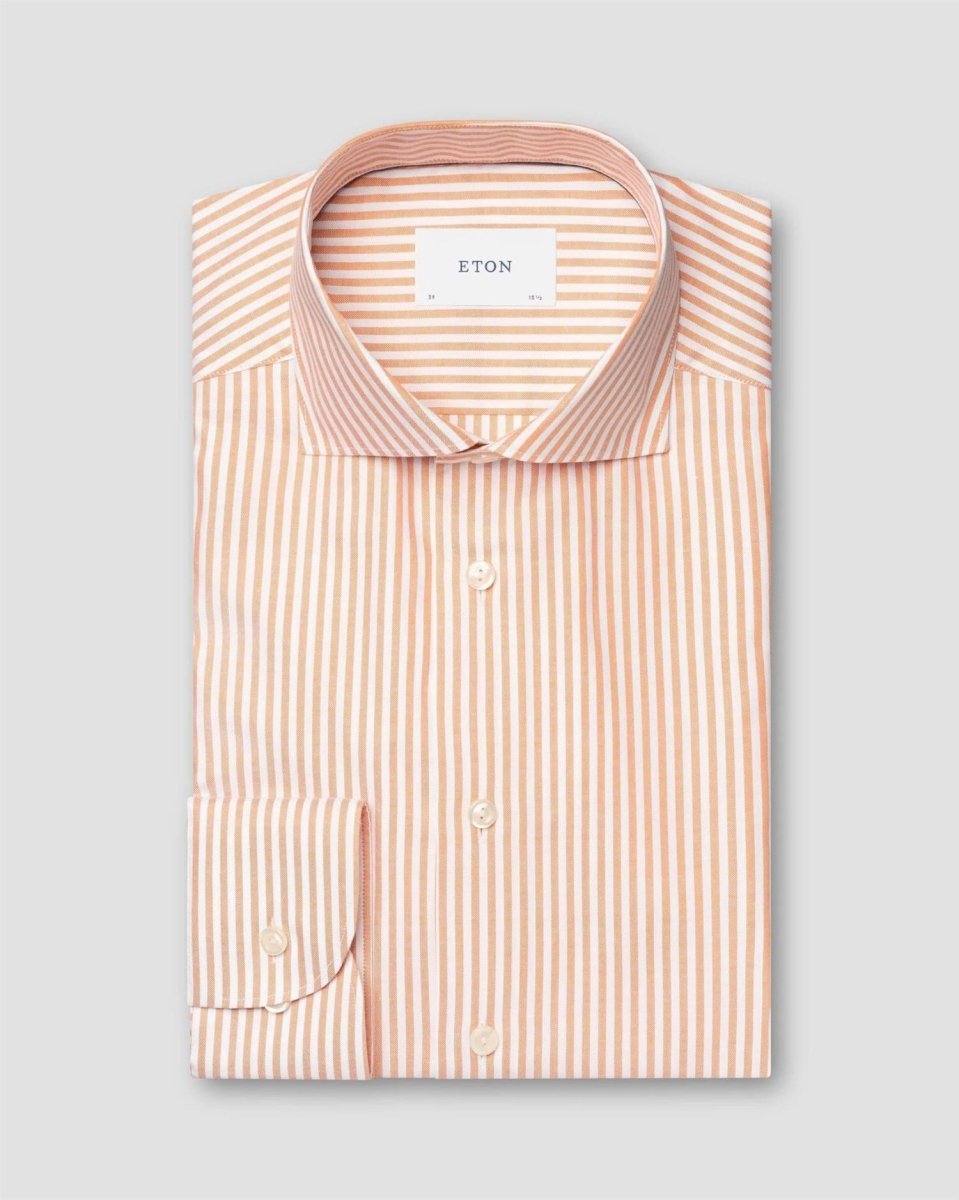 Eton Orange Striped Signature Oxford Shirt (Cut Away Single Contemporary) - Mandy