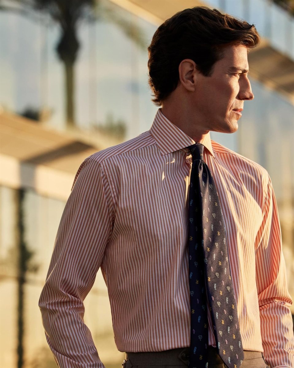 Eton Orange Striped Signature Oxford Shirt (Cut Away Single Contemporary) - Mandy
