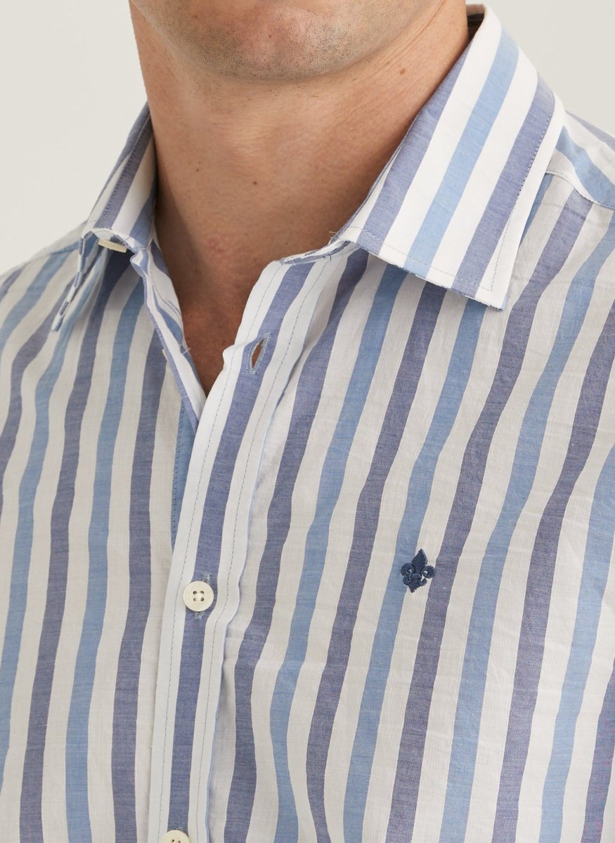 Morris Stockholm Summer Stripe Shirt - Classic Fit 57 Blue - Mandy