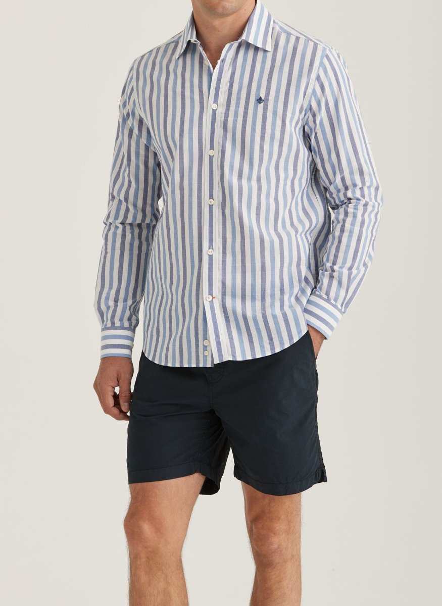 Morris Stockholm Summer Stripe Shirt - Classic Fit 57 Blue - Mandy