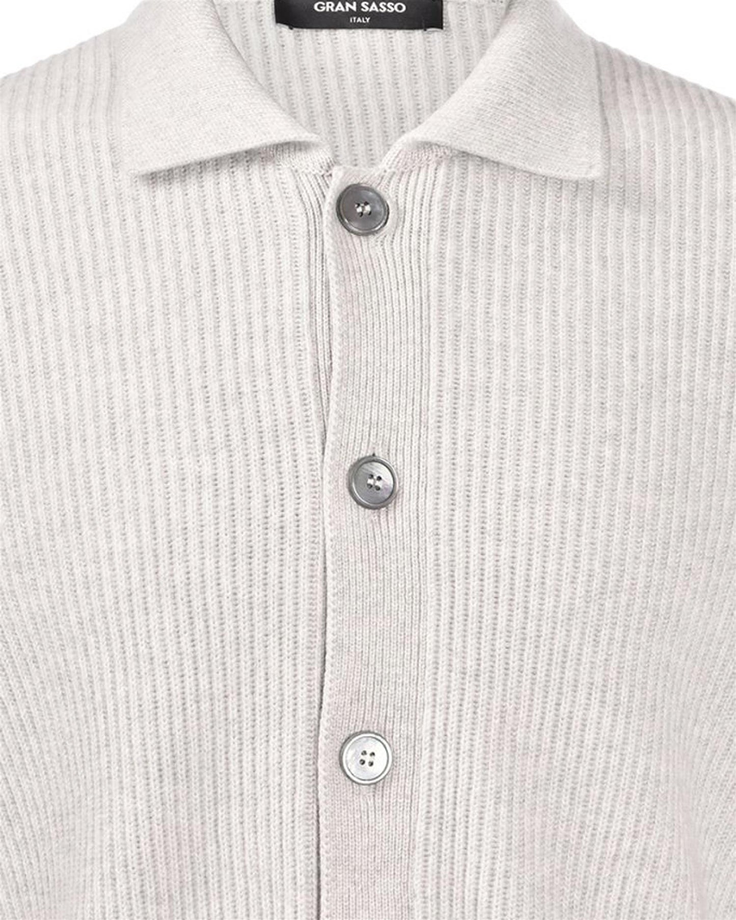 Ribbestrikket Cardigan m/ knapper - Light Grey