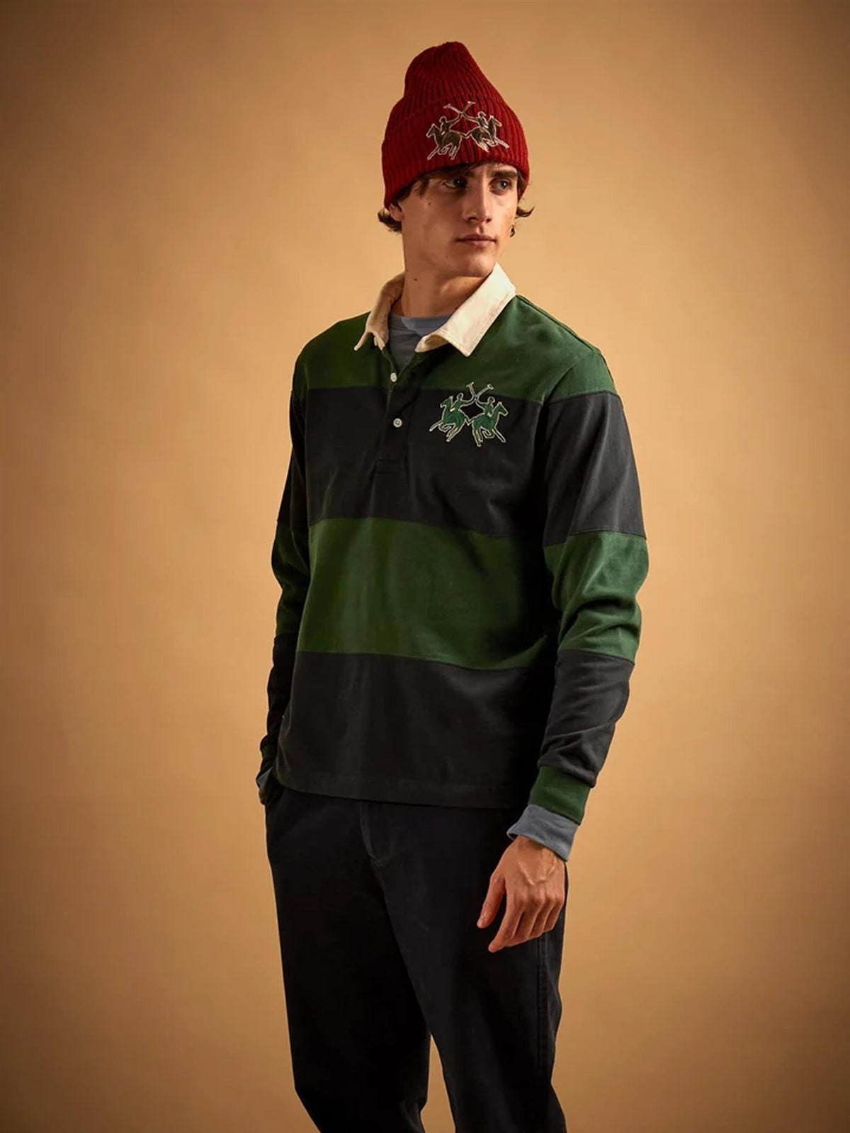 Emanuel Stripete Rugbygenser – Navy Blazer/Sycamore
