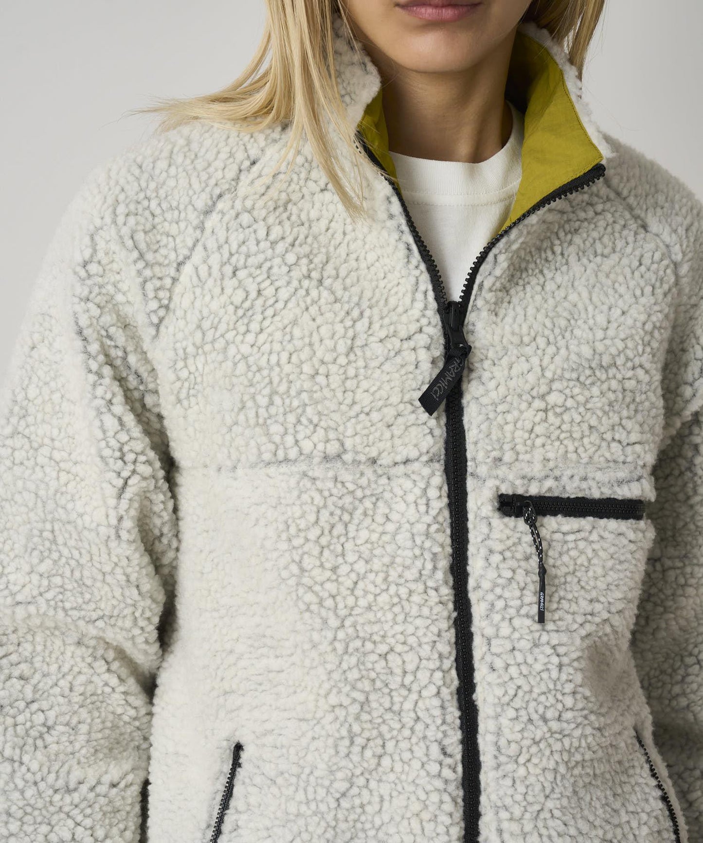 Reversible Sherpa Jacket Natural/Chartreuse