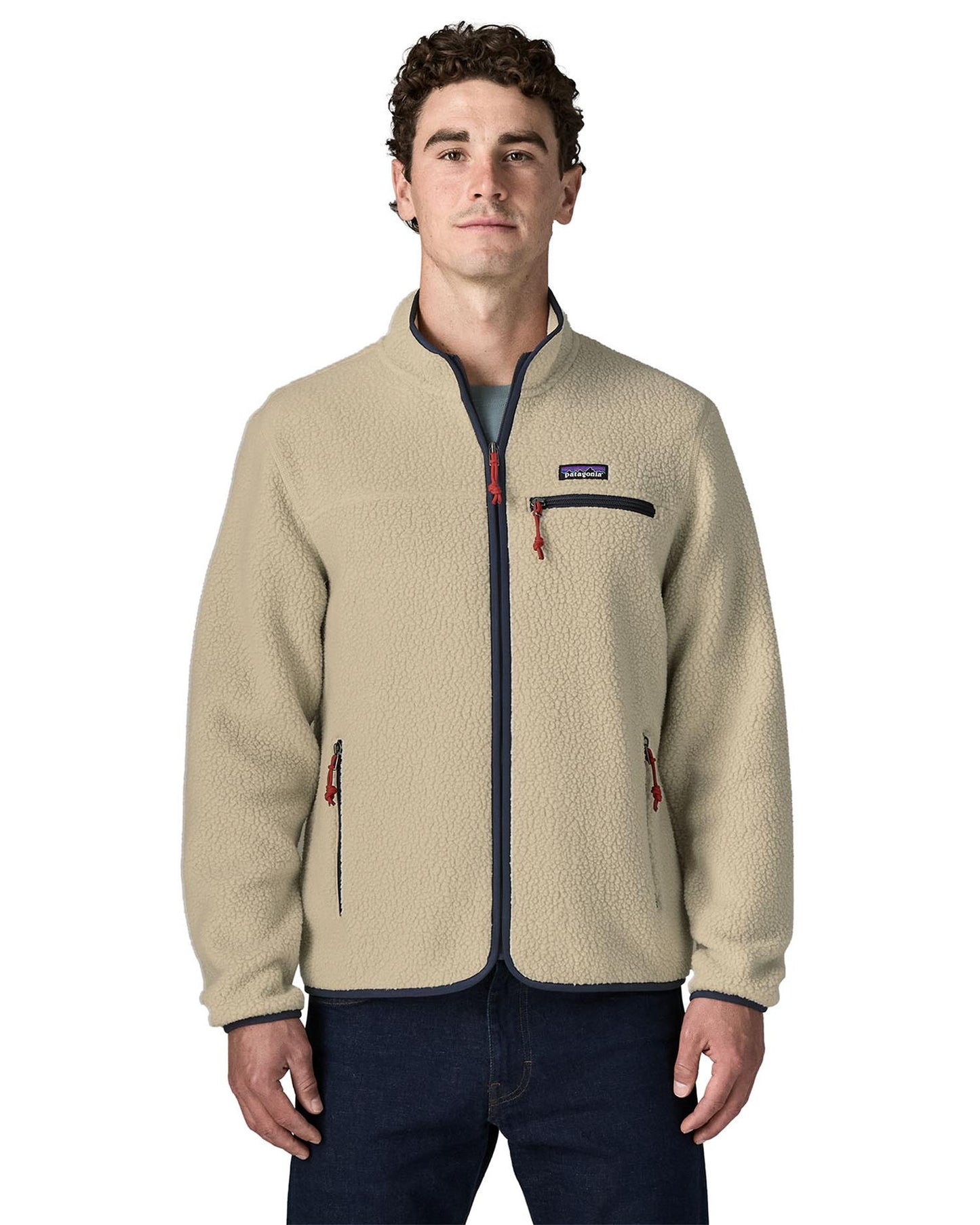 Retro Pile Fleece Jacket – Pelican w/ Smolder Blue