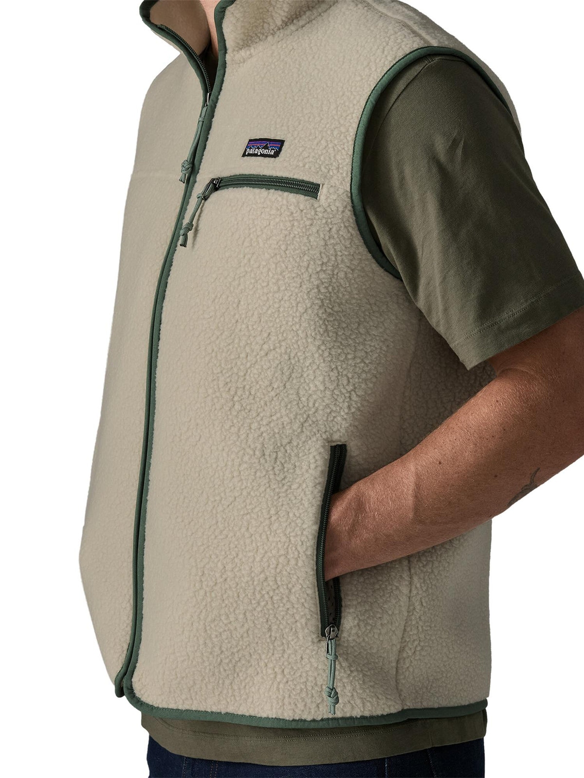 Patagonia Retro Pile Fleece Vest - Pelican w/Canopy Green