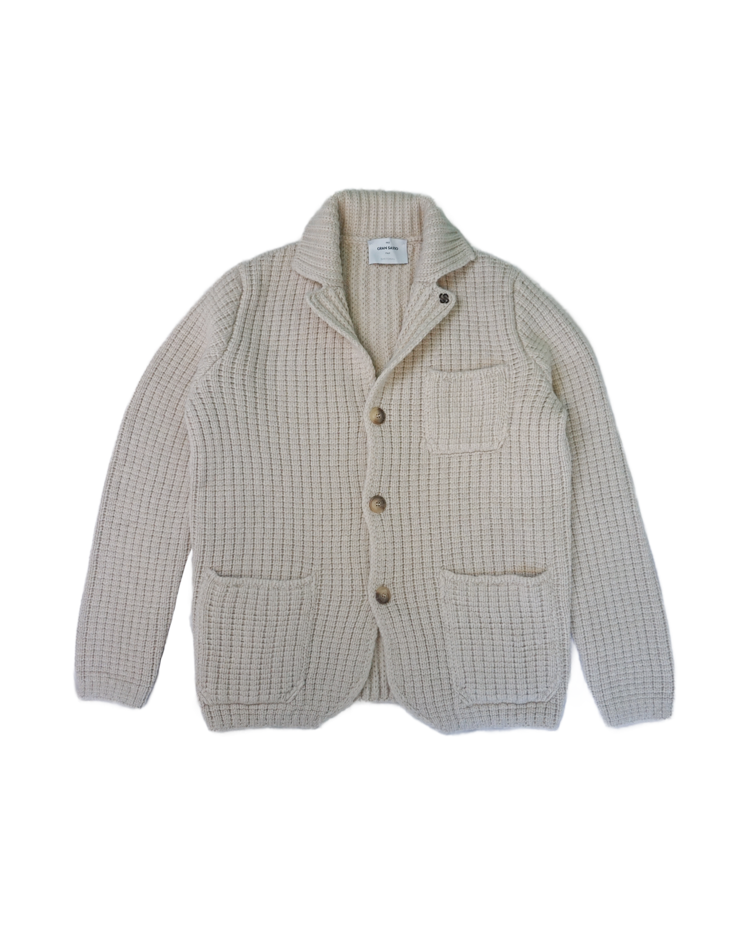 Strikket Cardigan Blazer i Ull - Beige