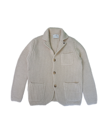 Strikket Cardigan Blazer i Ull - Beige