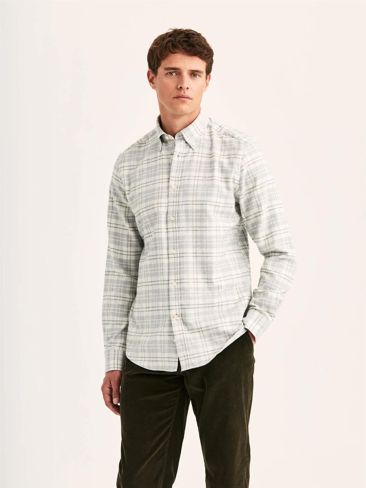 Flannel Mouliné Shirt Slim Fit – Grey