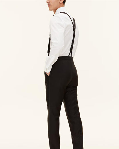 Slim Fit Microstructure Smokingbukser (Modell: Denz | 100% Ull)