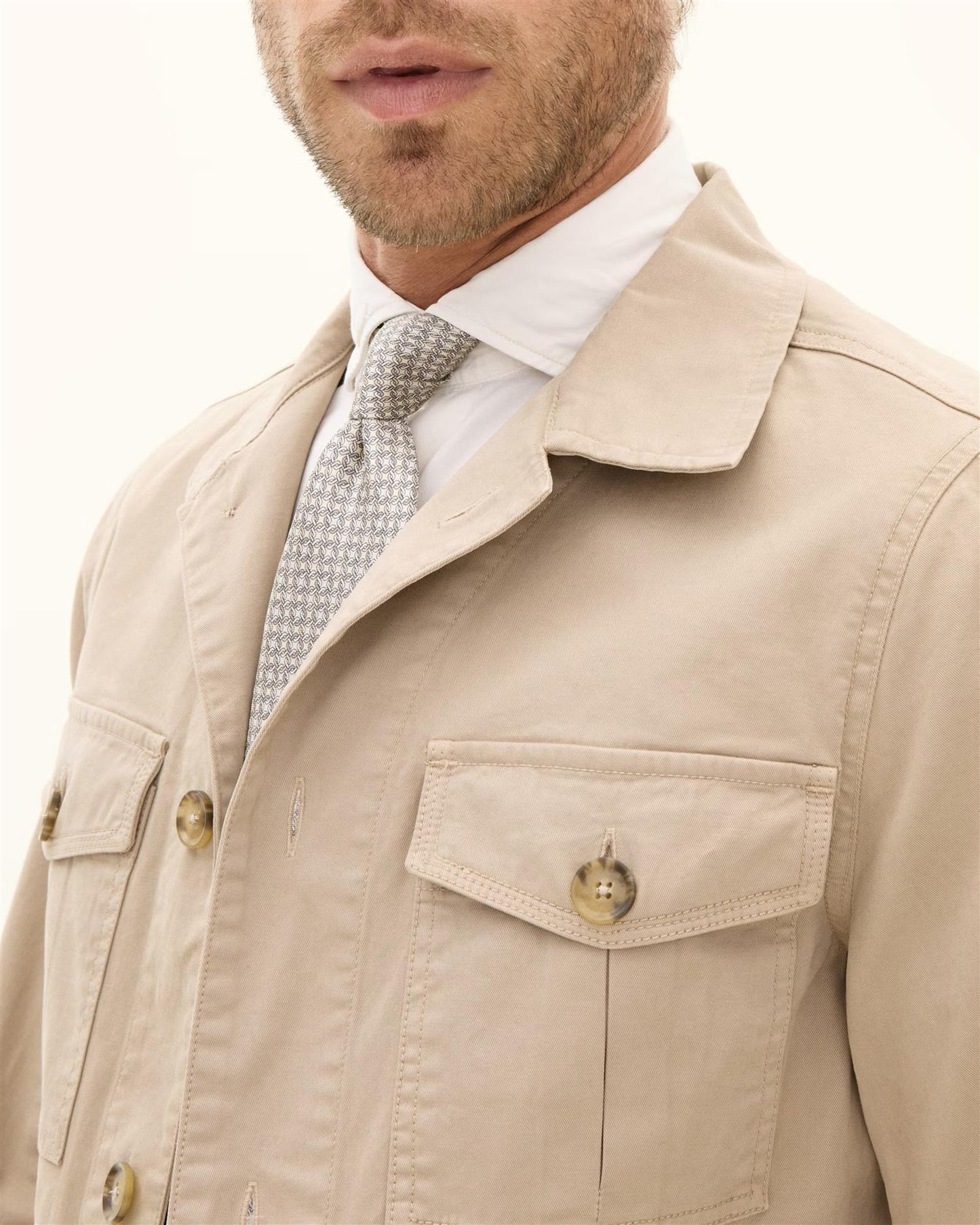 Regular Fit Safari Overshirt Bomullsstretch