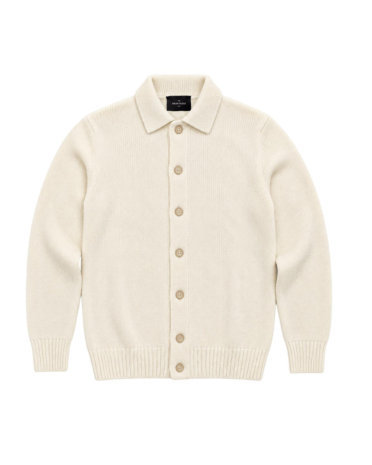 Knitted Wool Cardigan Shirt – Off-White