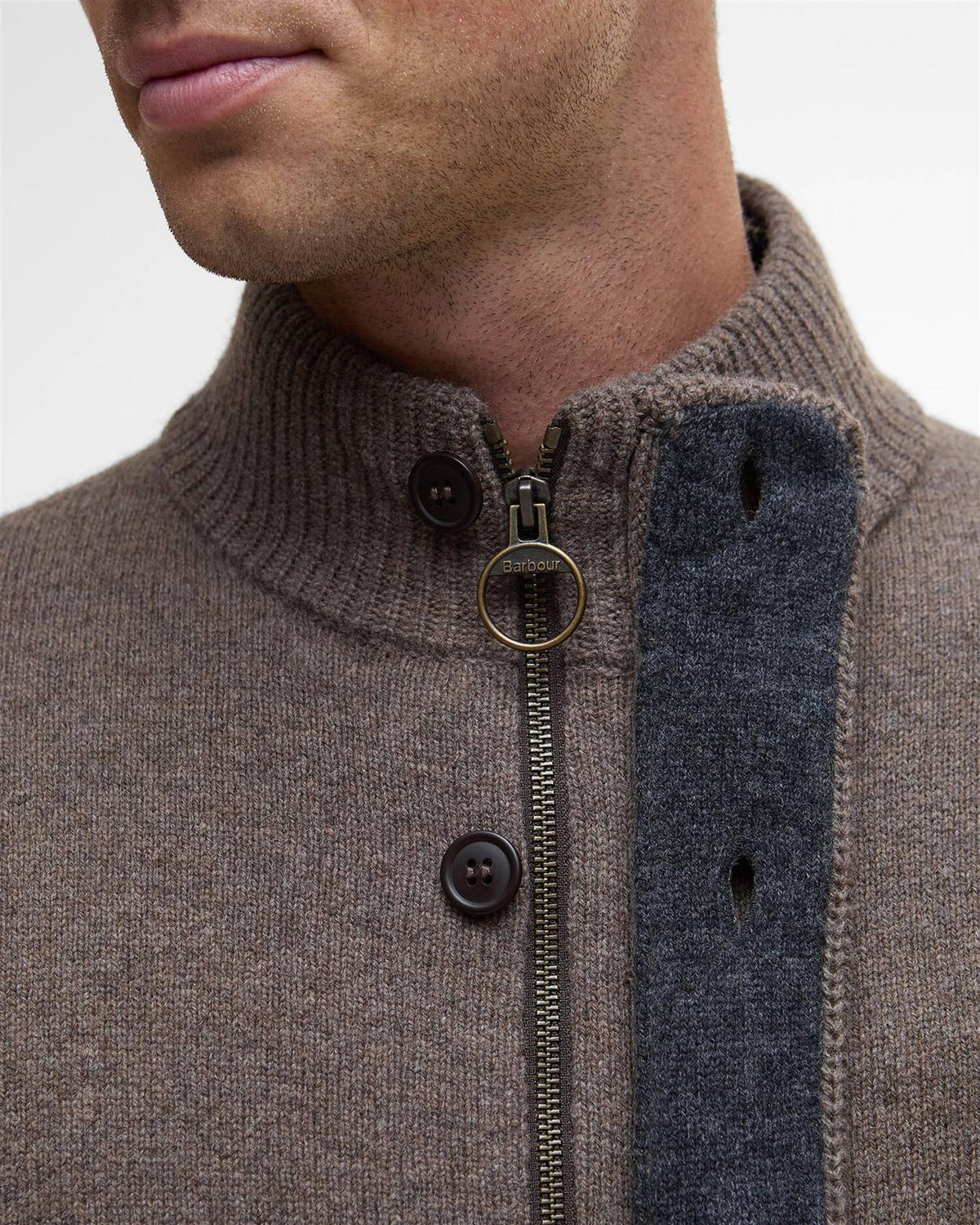 Essential Elbow-Patch Cardigan - Dark Stone
