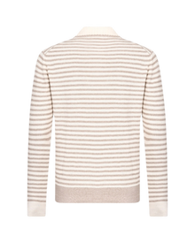 Striped knit skipper polo shirt