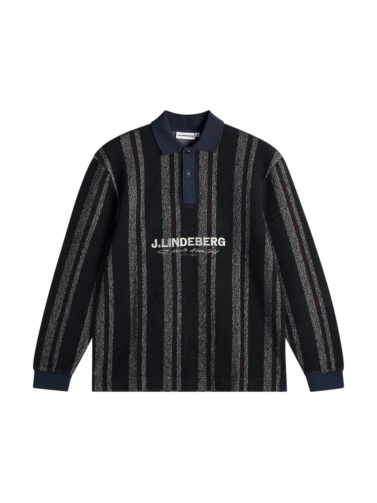 Bergman Jacquard langermet polo – Garrett Polo Stripe Navy