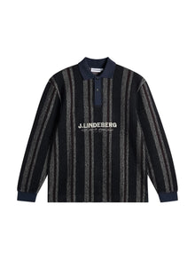 Bergman Jacquard langermet polo – Garrett Polo Stripe Navy