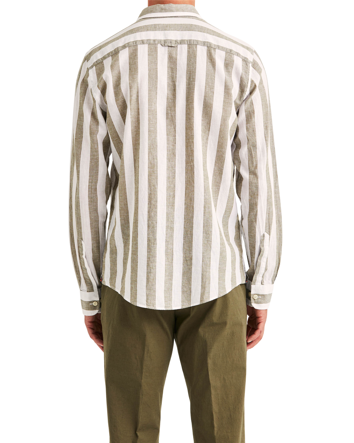 Douglas Linen Mix Stripe Shirt - Olive
